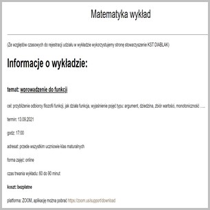 Wykład z matematyki dla maturzystów.